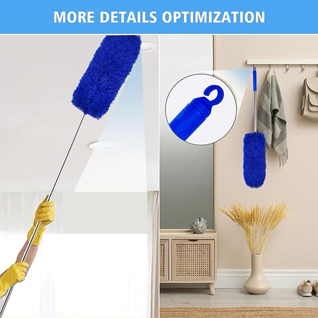 Microfiber Feather Duster with Extension Pole – Versatile Dusters for High Ceilings, Fans, Cobwebs, Blinds, and Cars