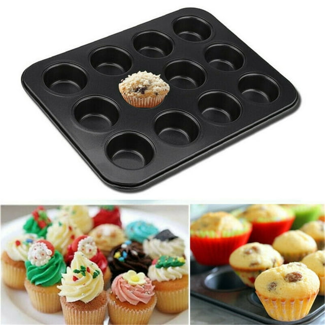 Muffin Cupcake Baking Pan, 24 Cup, 12 Cup, Carbon Steel, BPA Free, Dishwasher Safe, Mini Muffin Cakes, Tart, Bread