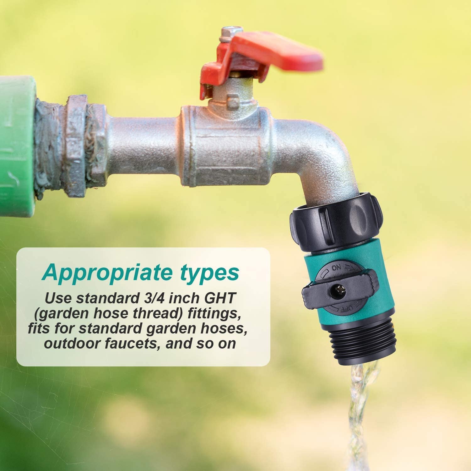 Garden Hose Shut-Off Valve Set, 6 Piece Plastic Connectors with Anti-Leak 3/4 Inch Thread for Secure Water Flow Control