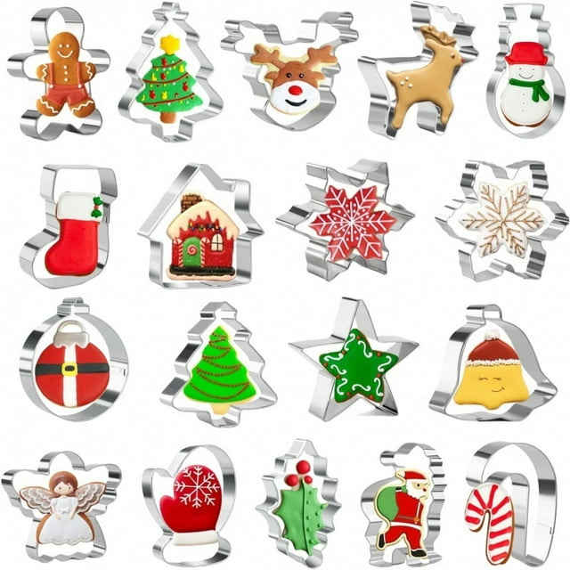 Christmas Cookie Cutters Set – Stainless Steel Holiday Cookie Cutters for Xmas Baking: Gingerbread Man, Tree, Snowflake, Candy Cane, Santa, Snowman, and More