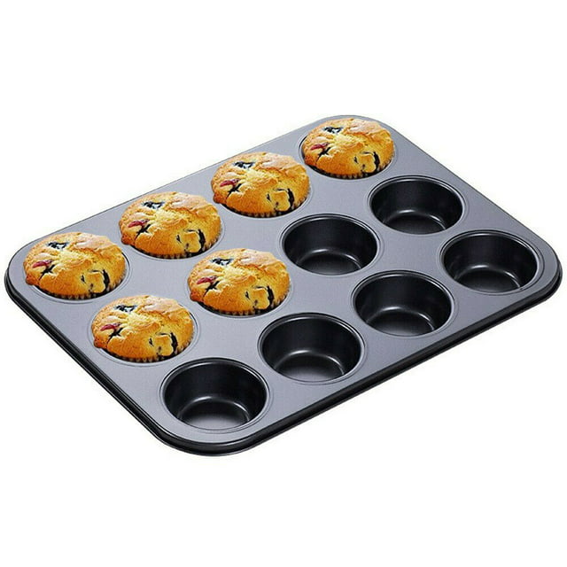 Muffin Cupcake Baking Pan, 24 Cup, 12 Cup, Carbon Steel, BPA Free, Dishwasher Safe, Mini Muffin Cakes, Tart, Bread