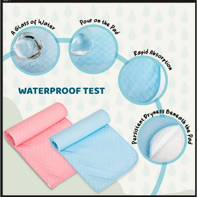 PortableOut 2 Pack Pee Pads, Large Size 35x27” Reusable Bed Pads for Dogs, Toddlers, Adults