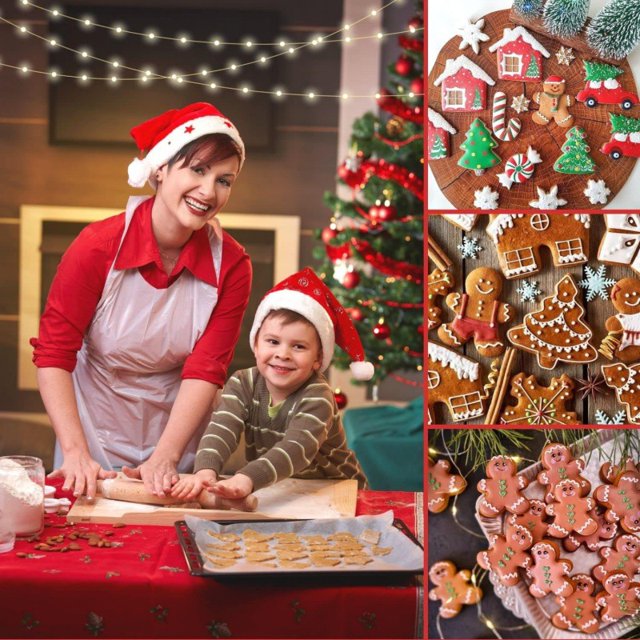 Christmas Cookie Cutters Set – Stainless Steel Holiday Cookie Cutters for Xmas Baking: Gingerbread Man, Tree, Snowflake, Candy Cane, Santa, Snowman, and More