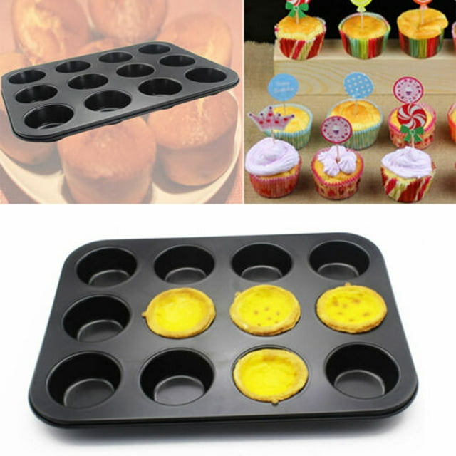 Muffin Cupcake Baking Pan, 24 Cup, 12 Cup, Carbon Steel, BPA Free, Dishwasher Safe, Mini Muffin Cakes, Tart, Bread