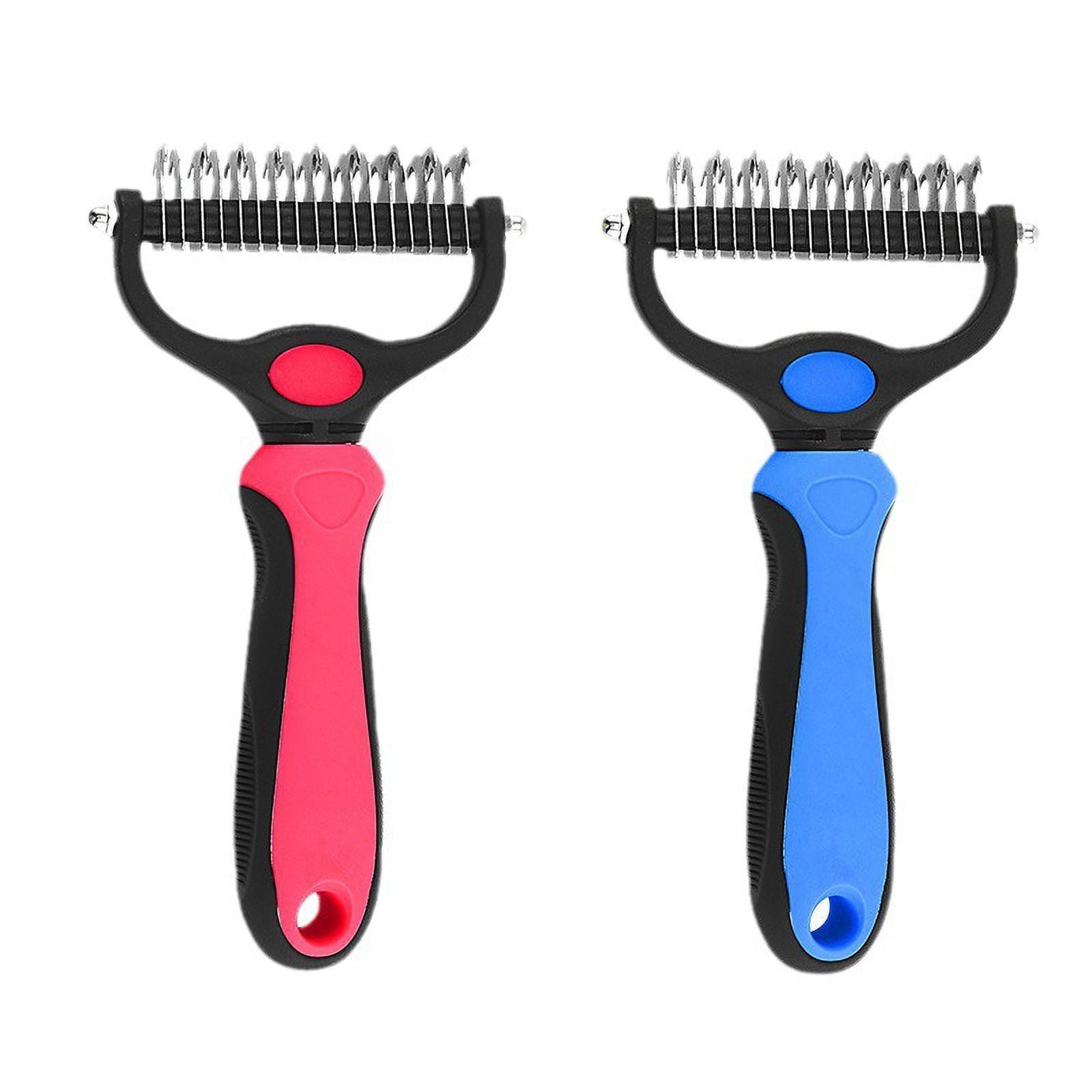 Pet Grooming Rake, Double-Sided Dematting Undercoat Brush for Dogs & Cats, Reduces Shedding