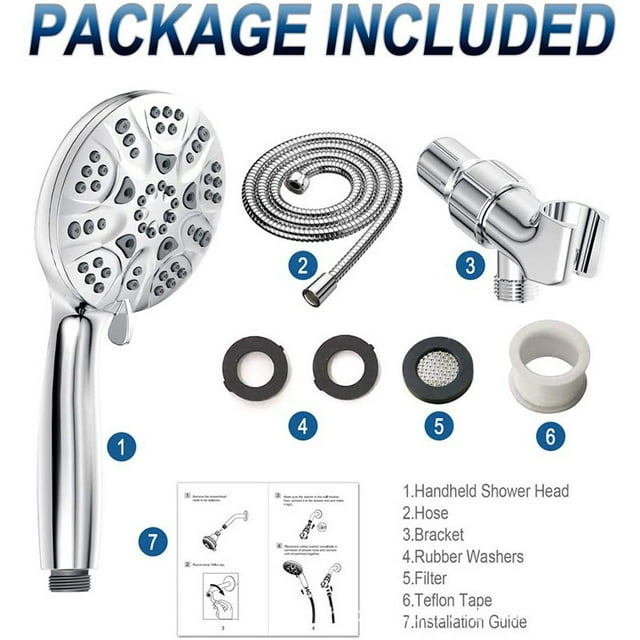 PortableOut 6-Mode Handheld Shower Head with Multi-Function Adjustability for Increased Pressure and High Flow