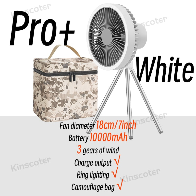 PortableOut Outdoor Camping Wireless Fan - Rechargeable, Compact & High-Speed - Perfect for Hiking, Travel, Picnics