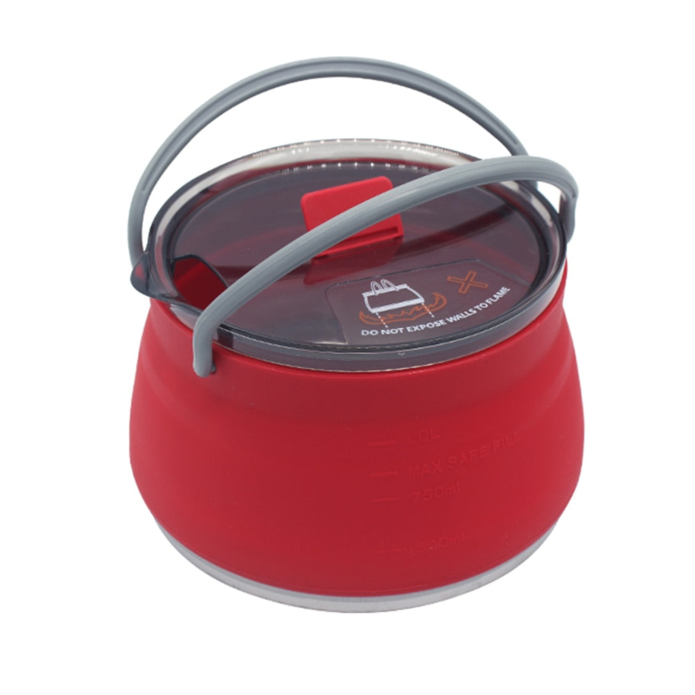 PortableOut Compact Travel Kettle - Foldable Silicone, Lightweight, Easy Storage, Perfect for Camping & Hiking