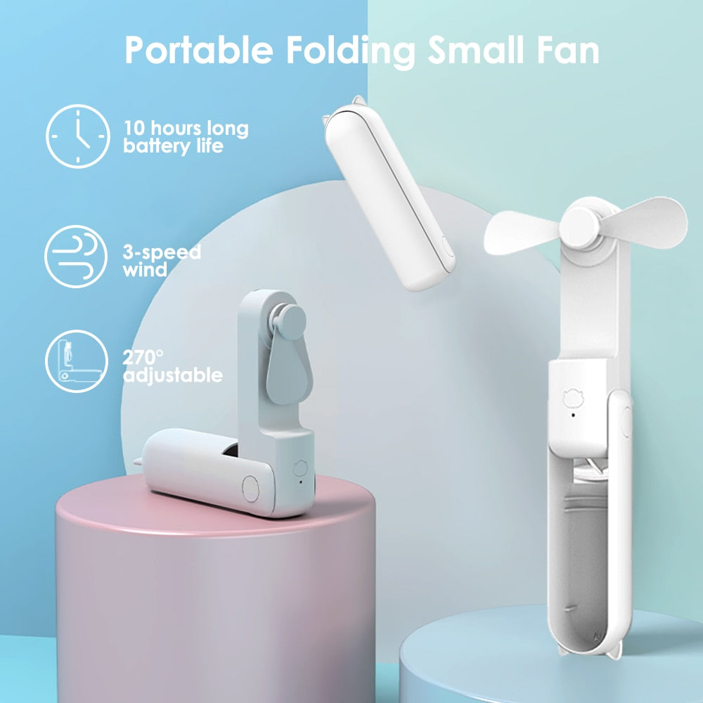 PortableOut Compact Folding Mini Fan - Personal, Portable, USB Rechargeable Fan for Travel, Outdoor, Office Use