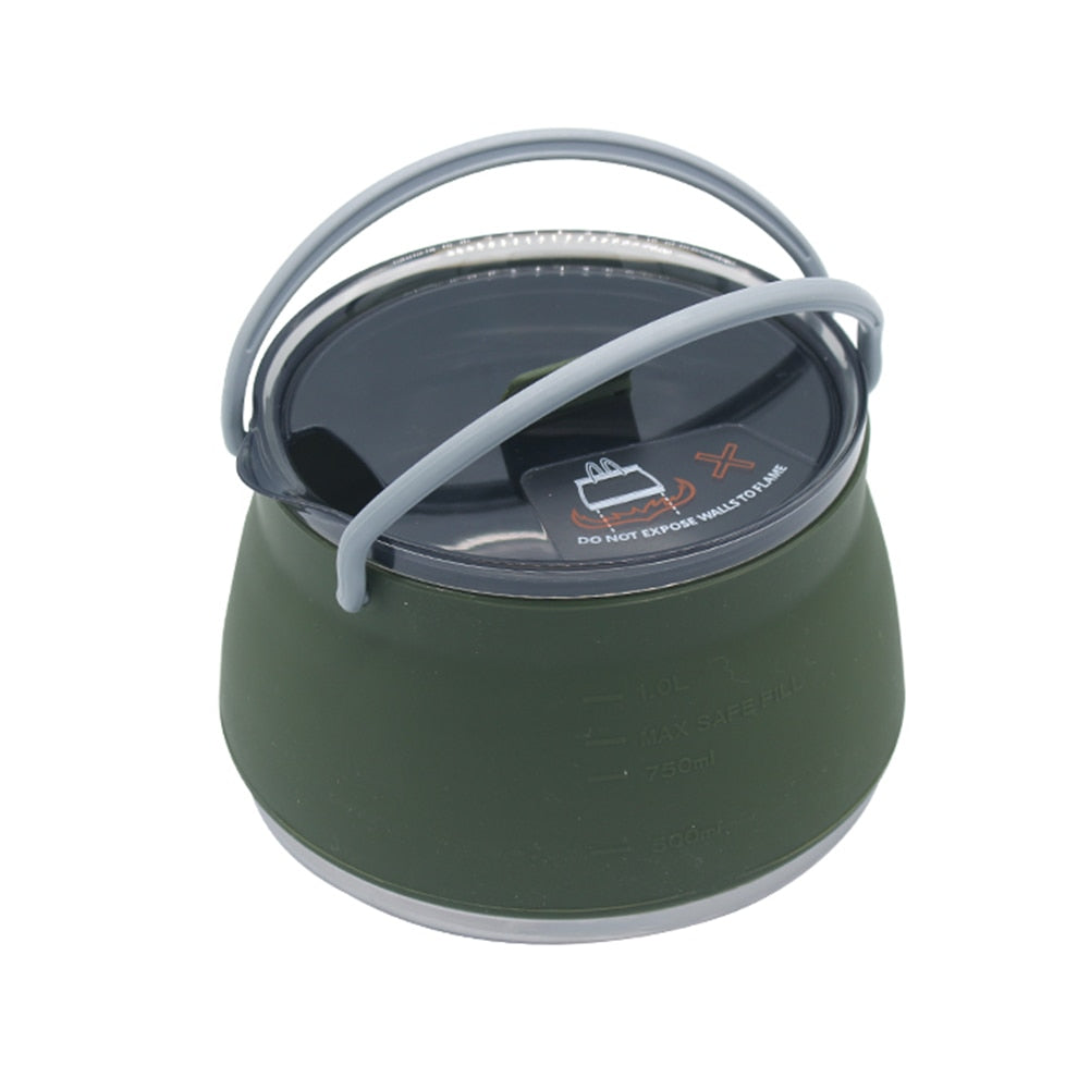 PortableOut Compact Travel Kettle - Foldable Silicone, Lightweight, Easy Storage, Perfect for Camping & Hiking