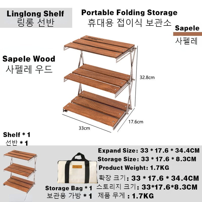 PortableOut Compact Three-Tier Storage Rack - Lightweight, Durable for Camping and Outdoors