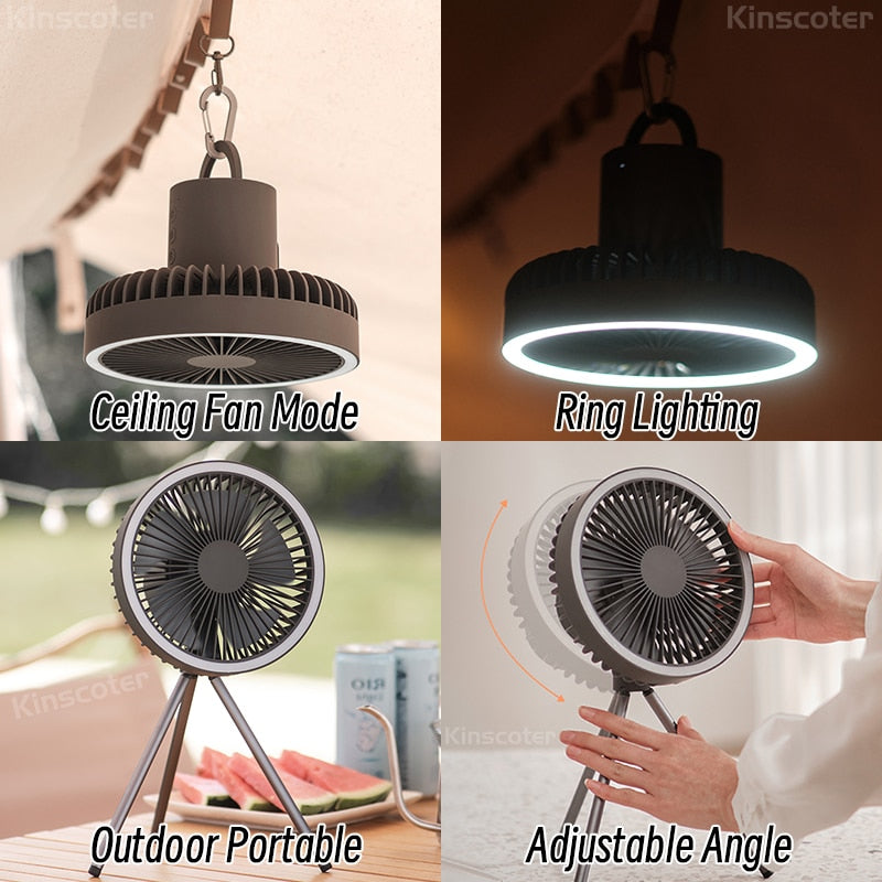 PortableOut Outdoor Camping Wireless Fan - Rechargeable, Compact & High-Speed - Perfect for Hiking, Travel, Picnics